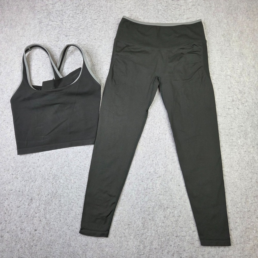 Fabletics Leggings Sports Bra Set Women's M Green Performance Racerback Yoga Gym